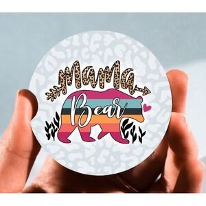 Set of 2 Car Coasters, Mama Bear Car Coaster, Neoprene Car Coaster‎
